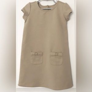 5T Ponte Knit Short-Sleeve Girls Dress, Sandy